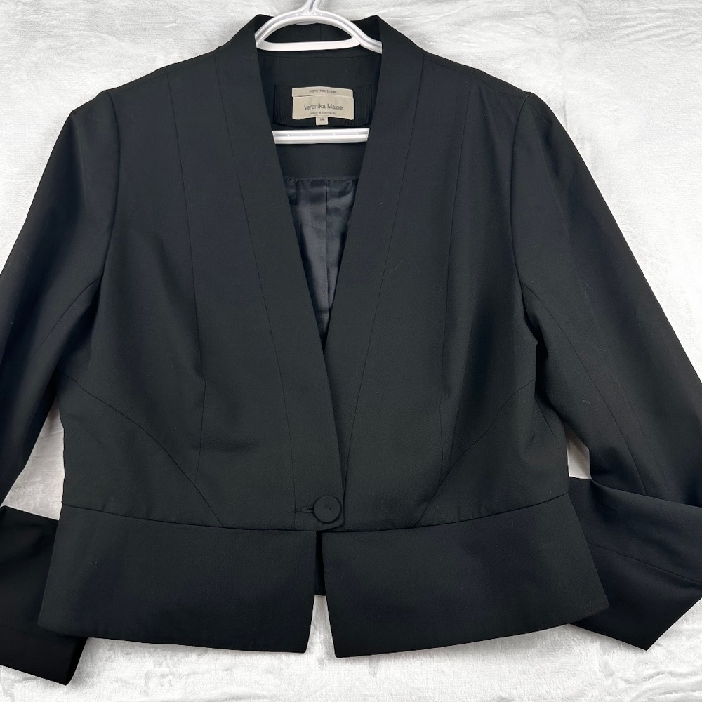 Veronika Maine Black Styles Blazer Made in Australia Fabric from Europe sz14